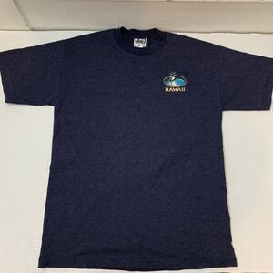Vtg King Cotton Mens Medium T Shirt Hawaii Embroidery Blue Textured Short Sleeve